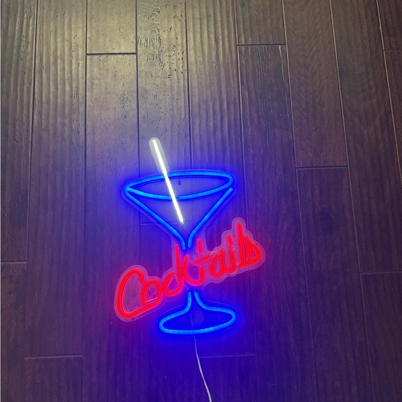 Neon Cocktail Sign AND Lighted Happy Place Sign - Picture 3 of 5